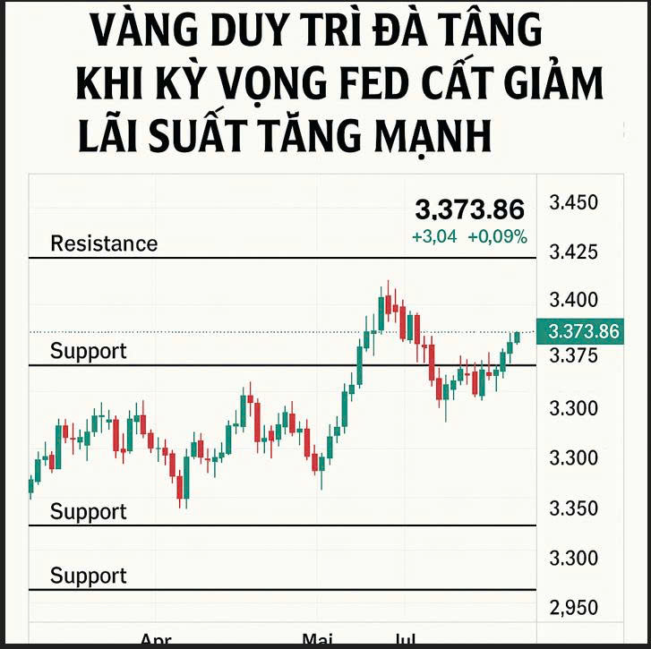 Giá vàng duy trì đà tăng khi kỳ vọng Fed cắt giảm lãi suất tăng mạnh