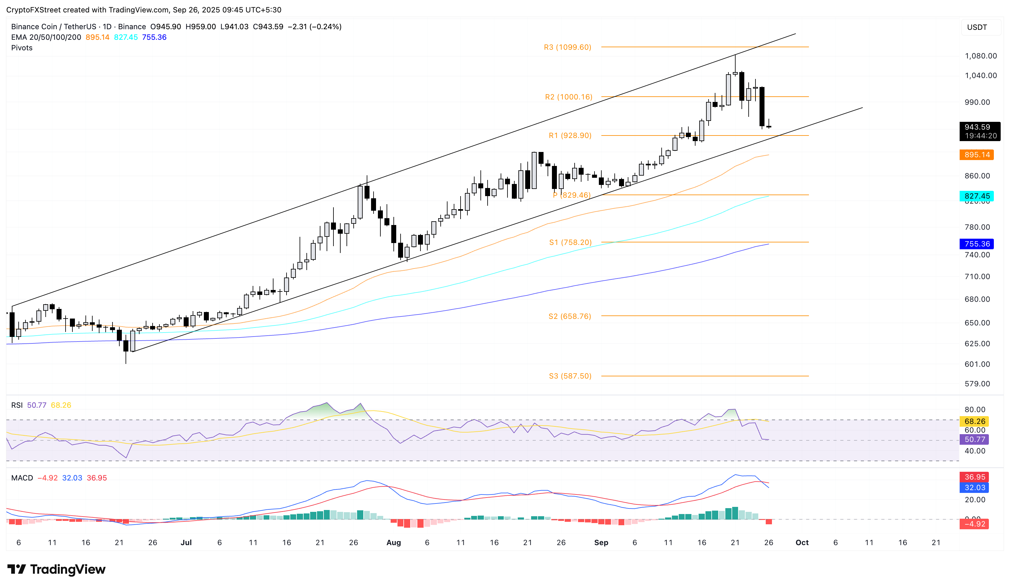Dự báo giá BNB: BNB có nguy cơ giảm 10% khi làn sóng bán tháo gia tăng