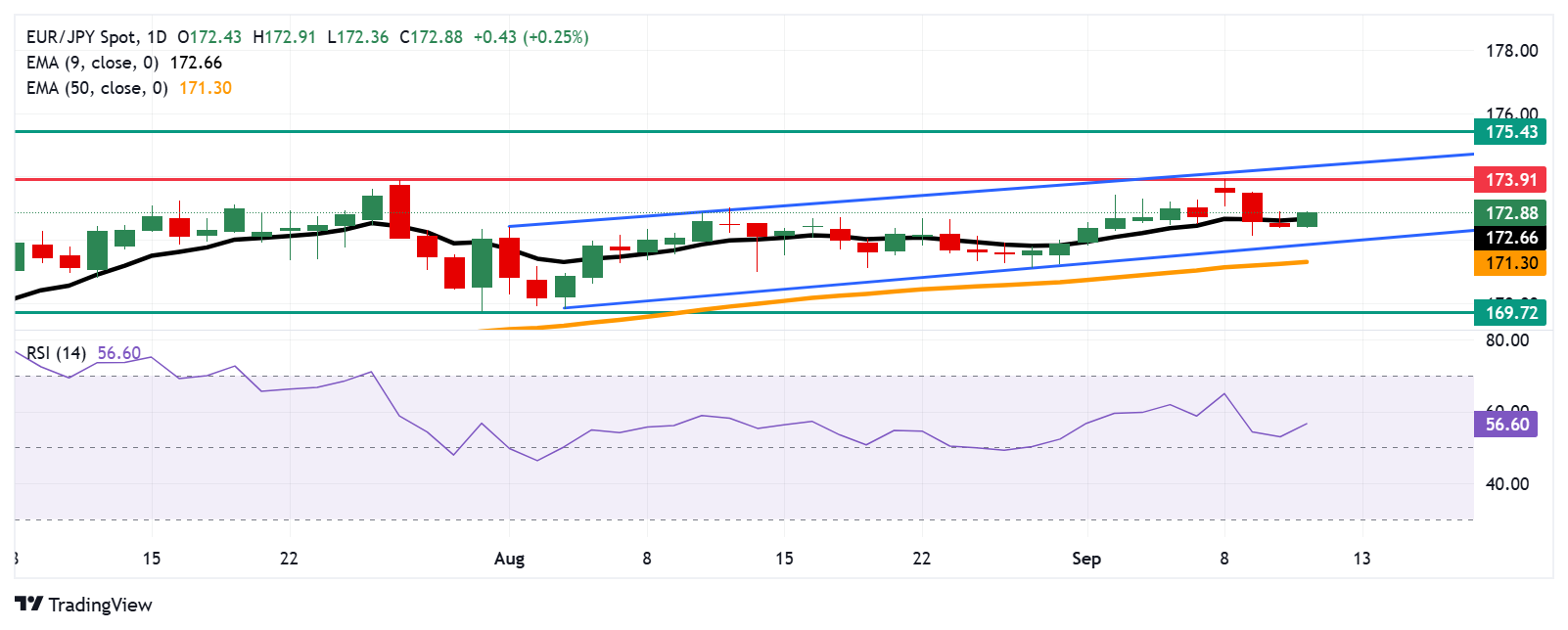 Dự báo giá EUR/JPY: Hướng tới ngưỡng 173,00 sau khi vượt qua đường EMA chín ngày