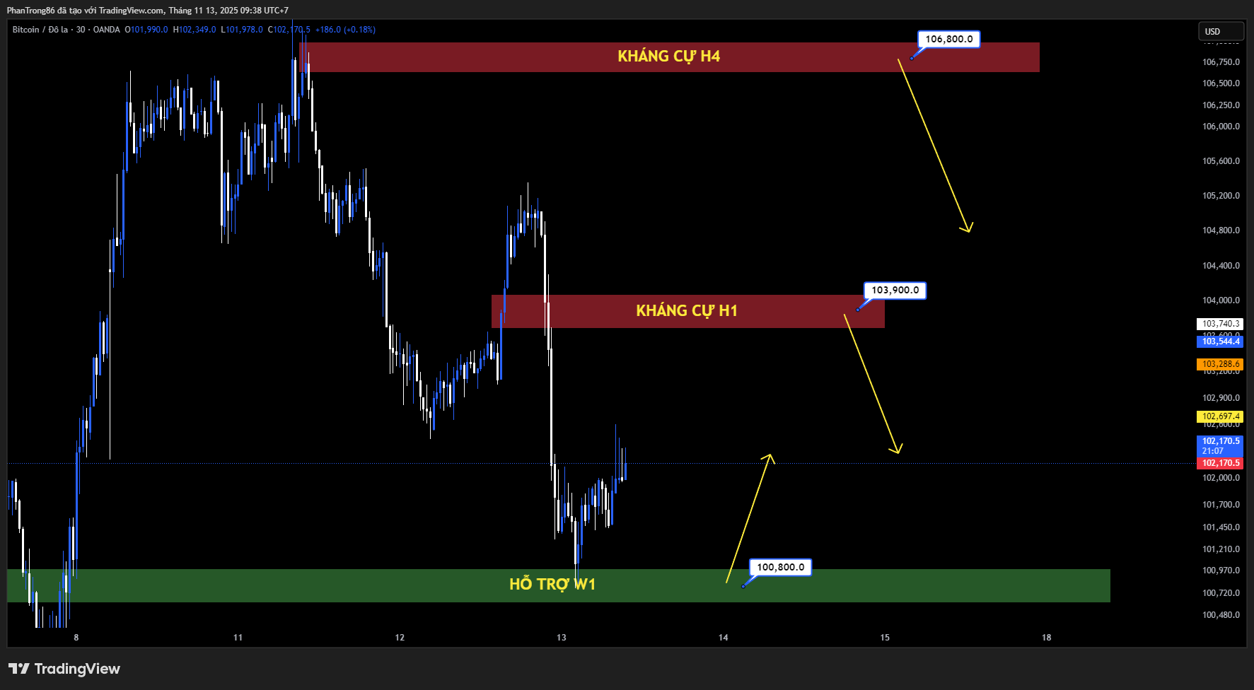 Kế hoạch giao dịch BTC/USD ngày 13/11/2025: Bitcoin suy yếu khi nhu cầu từ doanh nghiệp và sản phẩm đầu tư giảm mạnh – nhưng kỳ vọng phục hồi trở lại nhờ dòng vốn ETF tăng vọt hơn 524 triệu USD