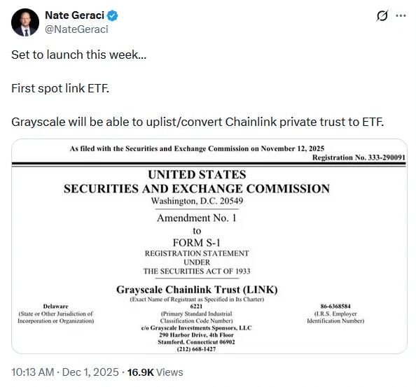 Grayscale sẽ ra mắt ETF Chainlink giao ngay đầu tiên của Hoa Kỳ thông qua chuyển đổi ủy thác