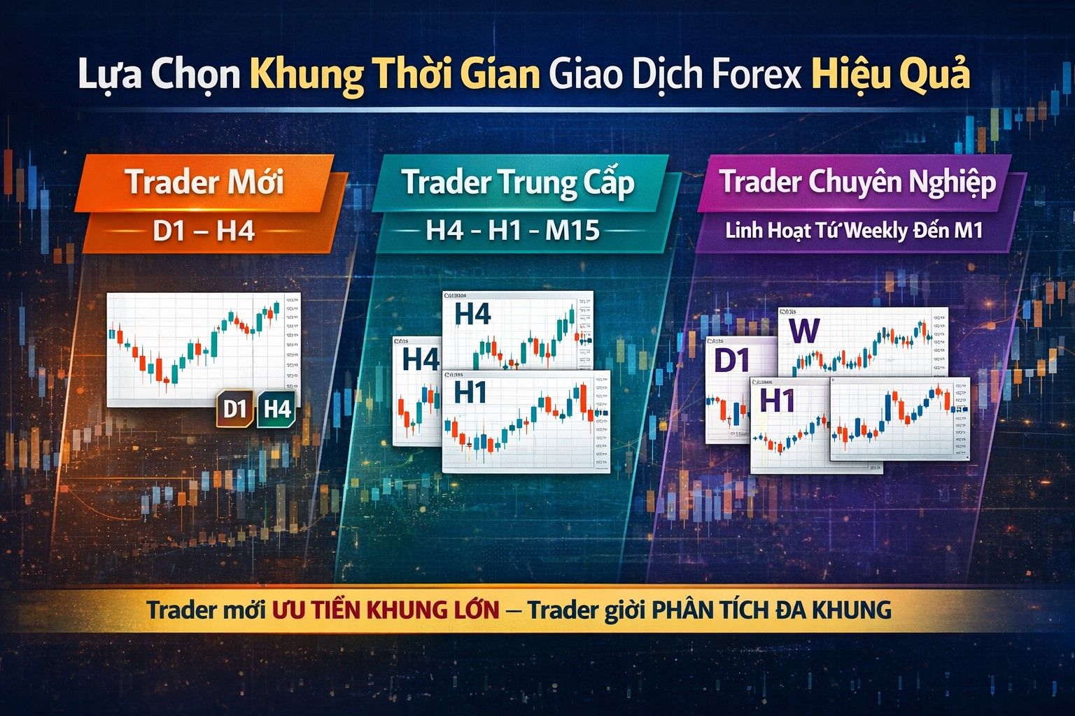 Nên chọn khung thời gian nào để giao dịch Forex hiệu quả nhất cho trader mới và chuyên nghiệp?
