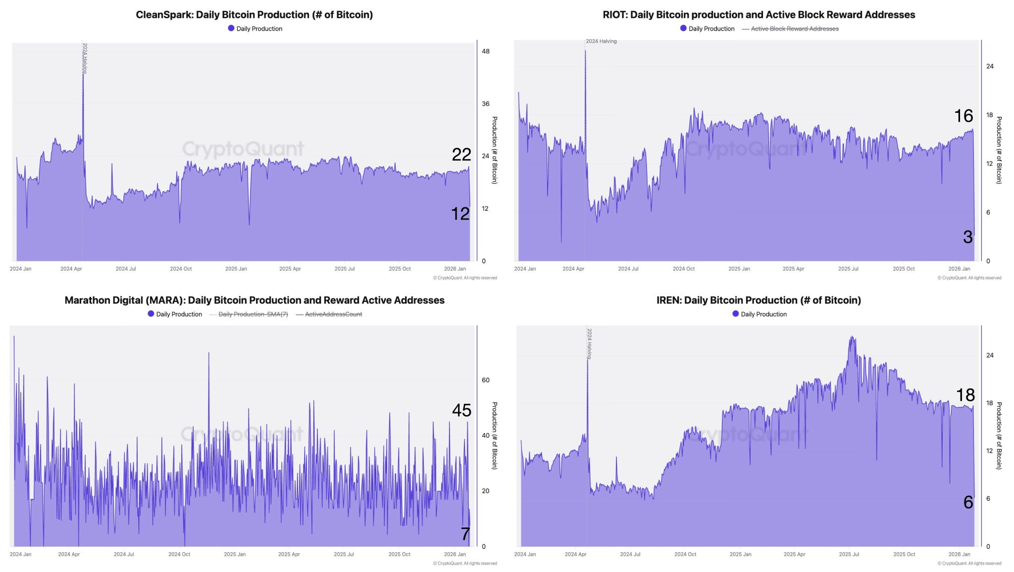 Tốc độ băm (hashrate) của Bitcoin giảm xuống mức giữa năm 2025 trong bối  cảnh bão