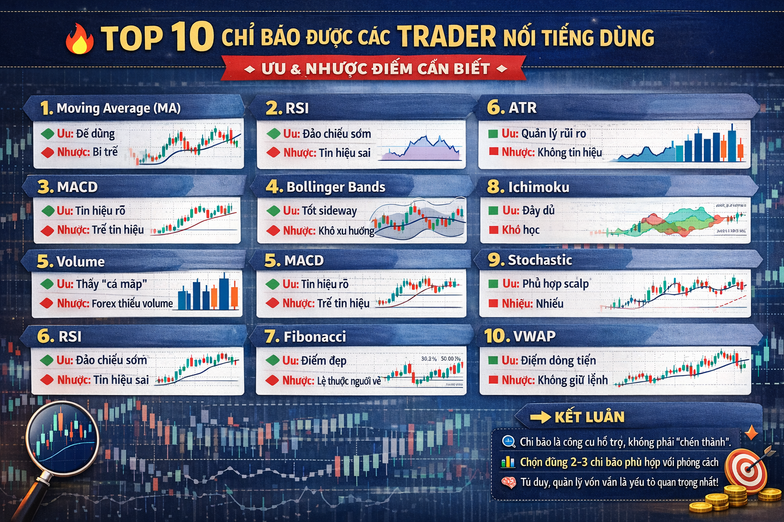 TOP 10 chỉ báo được các trader nổi tiếng sử dụng – ưu và nhược điểm cần biết