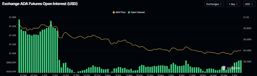 Biểu đồ khối lượng giao dịch mở của Cardano. Nguồn: Coinglass