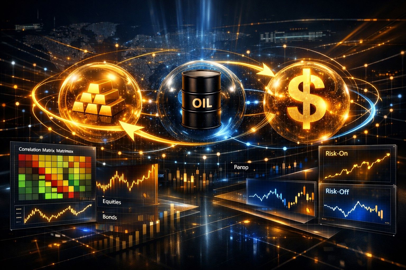 Tương quan giữa vàng, dầu, USD và các nhóm tài sản trên thị trường tài chính