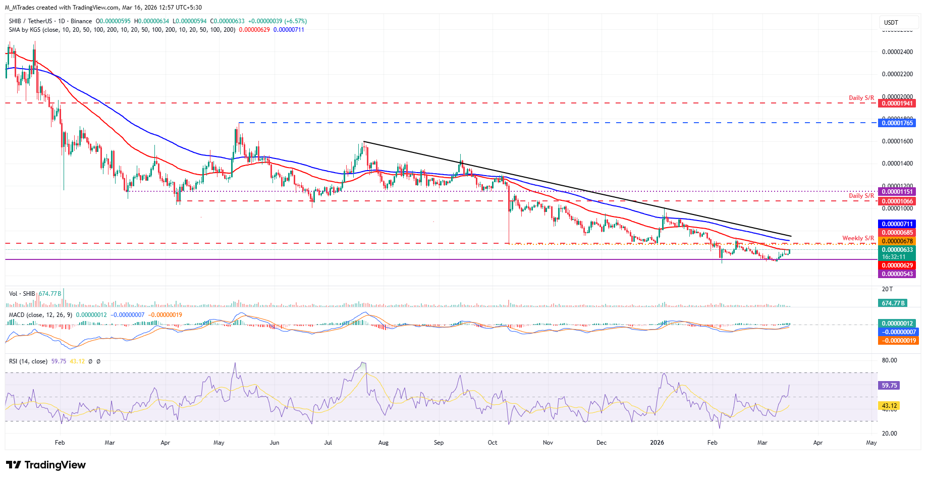 Biểu đồ hàng ngày SHIB/USDT