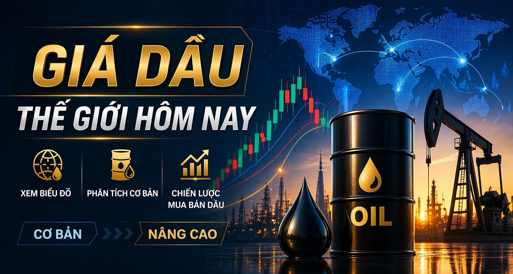 Giá dầu thế giới hôm nay: Cách xem biểu đồ và chiến lược mua bán dầu từ cơ bản đến nâng cao