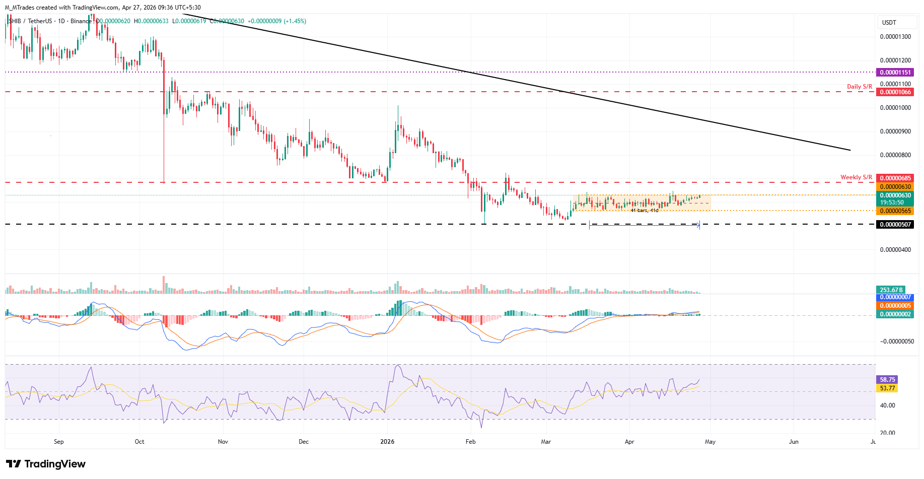 Biểu đồ hàng ngày SHIB/USDT