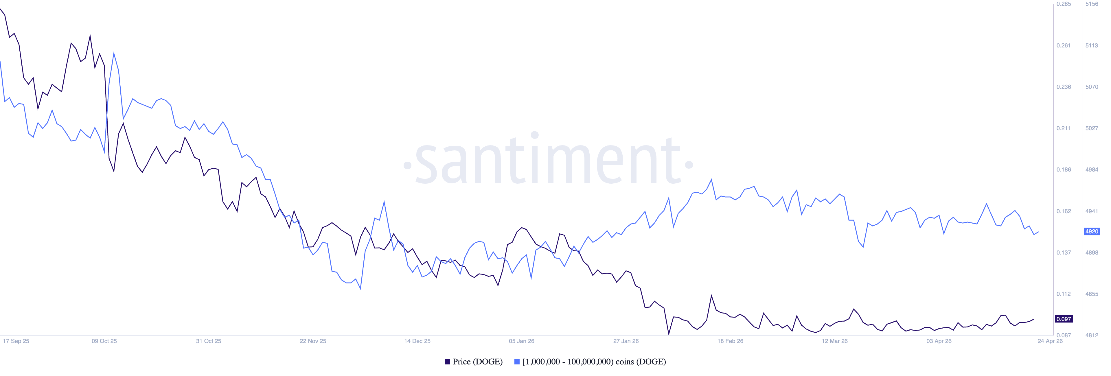 Phân phối nguồn cung DOGE. Nguồn: Santiment