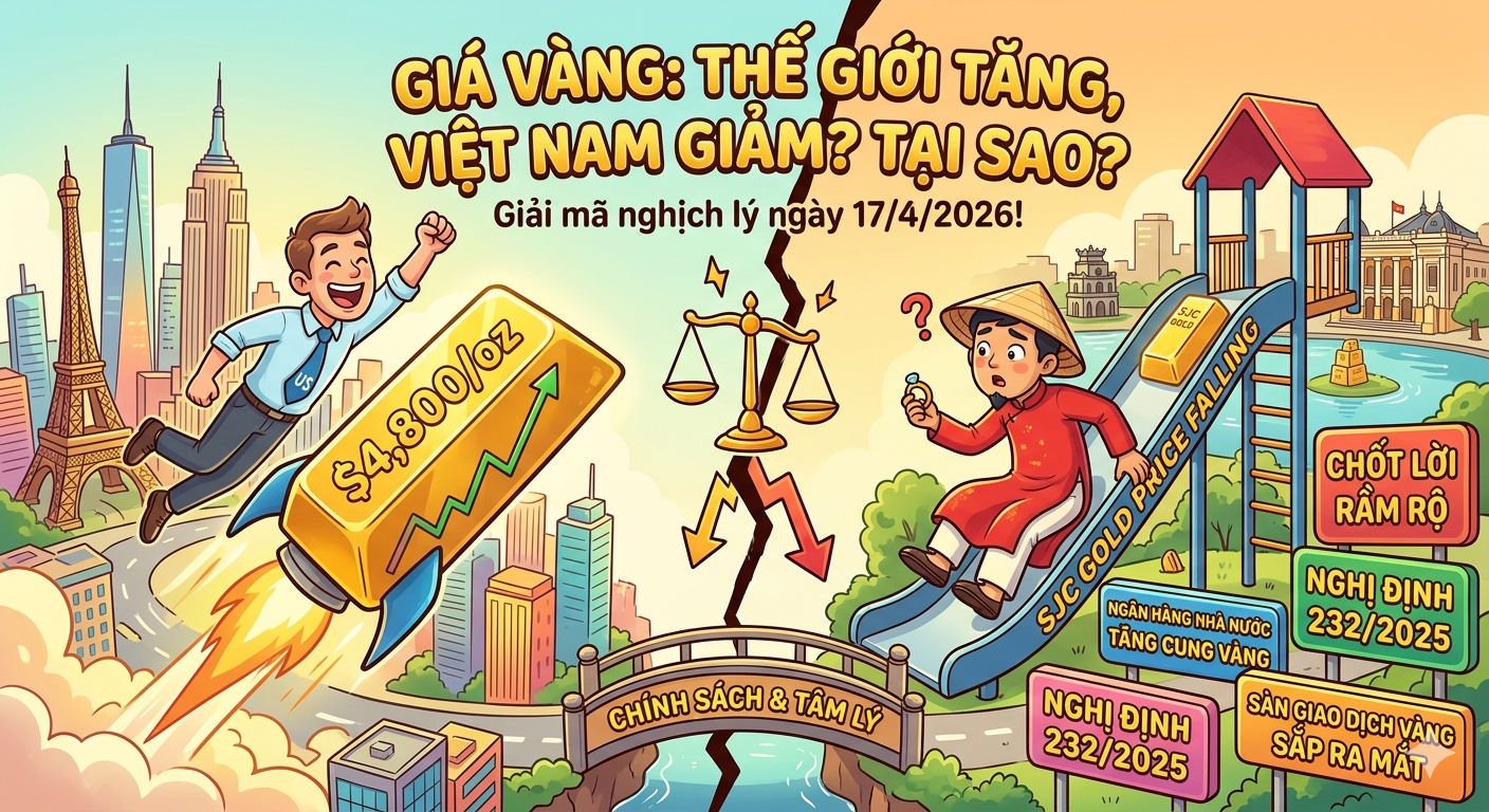 4 lý do tại sao giá vàng thế giới đang tăng mà giá vàng Việt Nam lại giảm?