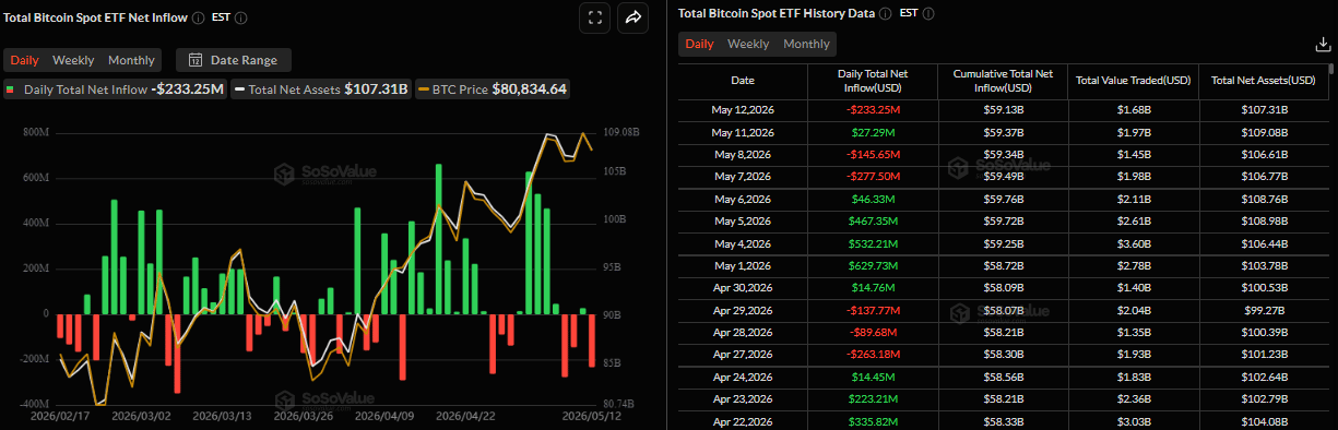 Biểu đồ dòng vốn ròng đổ vào ETF Bitcoin giao ngay hàng ngày. Nguồn: SoSoValue
