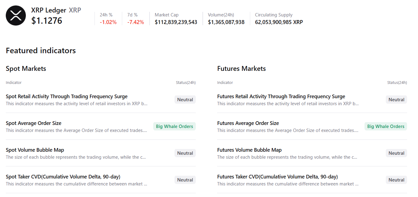 Dữ liệu tóm tắt về XRP. Nguồn: CryptoQuant