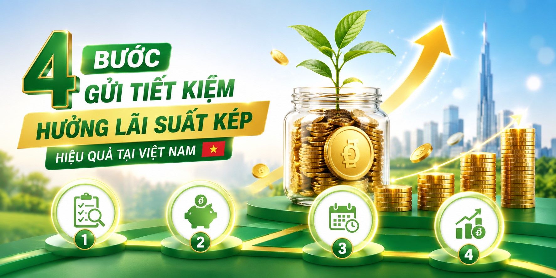 4 bước gửi tiết kiệm hưởng lãi suất kép hiệu quả tại Việt Nam
