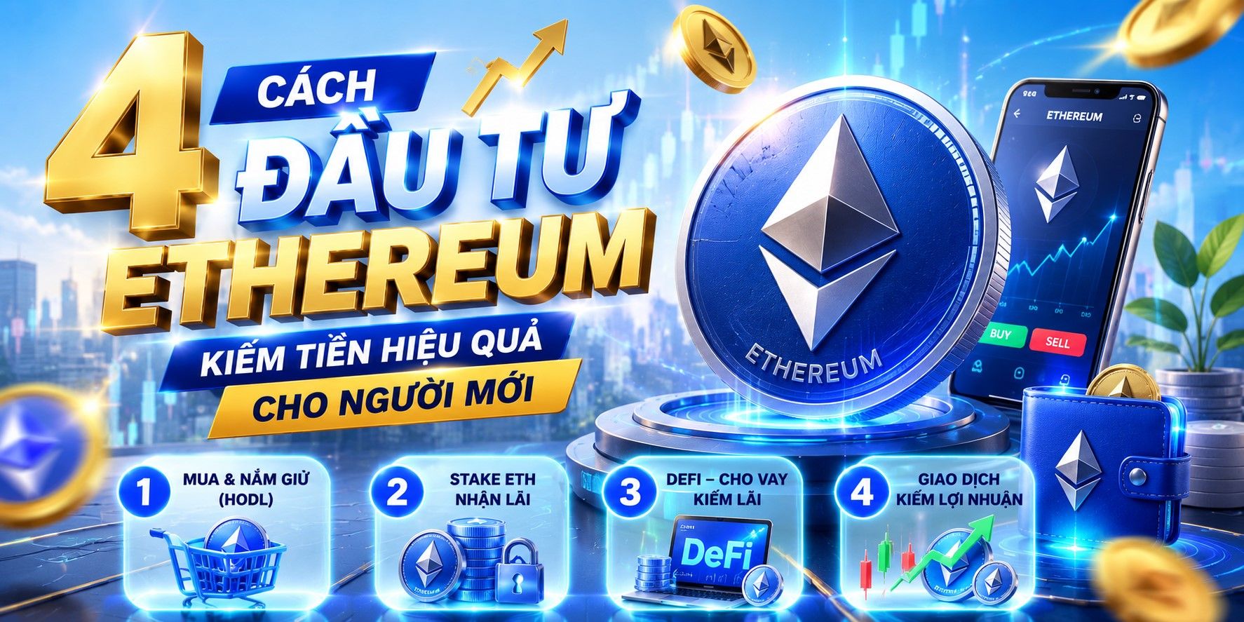 4 cách đầu tư Ethereum kiếm tiền hiệu quả cho người mới