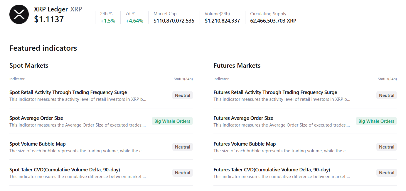 Dữ liệu tóm tắt về XRP. Nguồn: CryptoQuant