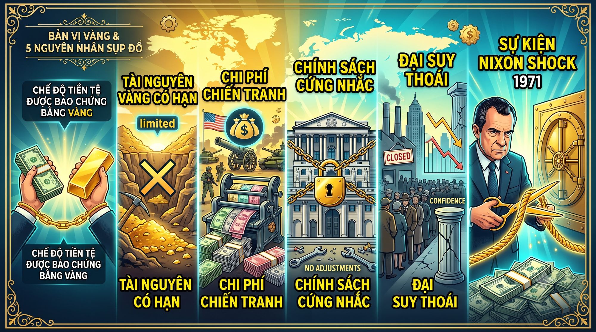 Bản vị vàng là gì? 5 nguyên nhân then chốt khiến hệ thống tiền tệ này sụp đổ