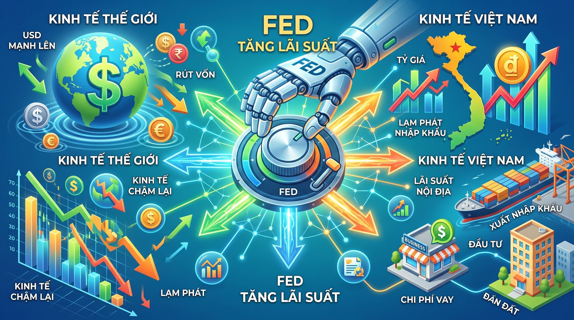 FED tăng lãi suất ảnh hưởng ra sao? Giải mã tác động đa chiều đến kinh tế thế giới và Việt Nam