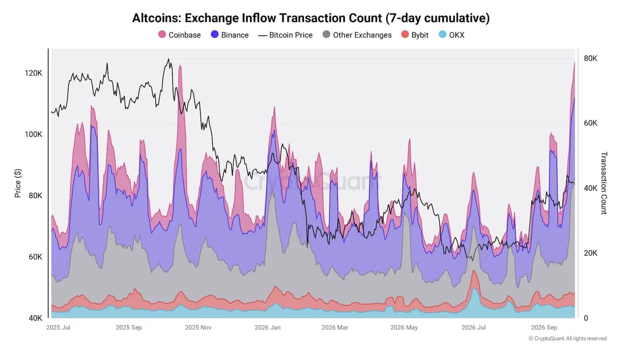 Giao dịch dòng tiền vào sàn giao dịch altcoin. Nguồn: CryptoQuant